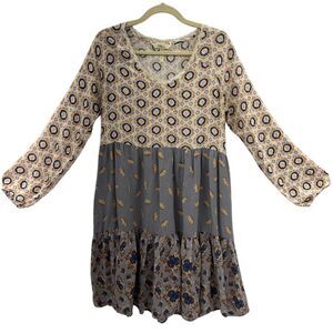 Matilda Jane Size M Visionary Dress Tiered Floral V-Neck Long Sleeve Pockets